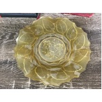 VINTAGE Bagley Glass Rose Leaf Serving Plate - Yellow Satin Glass