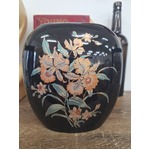 VINTAGE Japan Ceramic Black Vase with Daffodils