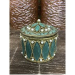 Enameled Trinket Dish - Brass & Pearl