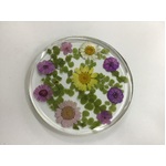 Round Resin Drinks Coaster w Real Flowers - Prairie Harvest 