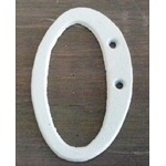 White Italic Cast Iron Metal House Number - 0