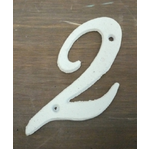 White Italic Cast Iron Metal House Number - 2