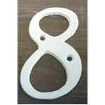 White Italic Cast Iron Metal House Number - 8