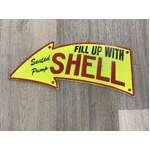 Fill Up With Sealed Pump Shell Sign - Cast Iron - Arrow Shape - 40 cm