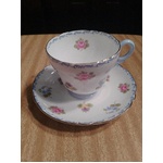 VINTAGE Shelley Bone China Tea Cup Duo - Roses Pansies & Forget-me-nots - Richmond Shape