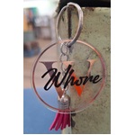 Sweary Acrylic Keychain Keyring - W Word - Wh@re