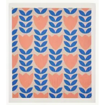 Pink & Blue Flower - Swedish Style Dish Cloth - Retro Design