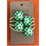 Retro Bobble Hair Ties - Green Daisy Cubes