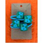 Retro Bobble Hair Ties - Green & Blue Daisy Cubes