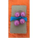 Retro Bobble Hair Ties - Pink Baubles Blue Tie