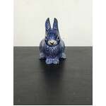 Ceramic Bunny Rabbit Ornament - Sitting - Blue - 8.2 cm