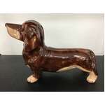 Dachshund Sausage Dog Money Box - Ceramic - Tan - Hand Painted - 16 cm Tall