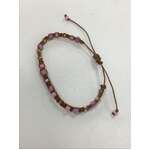 Hand Made Boho Macrame Seed Bead Bracelet - Pink & Purple 