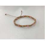 Hand Made Boho Macrame Seed Bead Bracelet - Orange & Pink Mix 