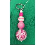 Anna Chandler Bobble Keychain - Pink White Floral