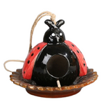 Ceramic Hanging Bird House - Ladybug