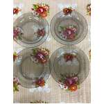 1980's Arcoroc France Fume Smoked Glass Side Plates x 4 - 18.7 cm 