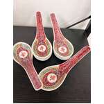 Vintage Chinese Mun Shou Soup Spoons x 8 - Jingdezhen Porcelain - Famille Rose