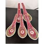 Vintage Chinese Mun Shou Soup Spoons x 5 - Jingdezhen Porcelain - Famille Rose