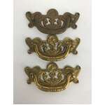 VINTAGE Brass Cupboard Pulls x 3 - Ornate Style 