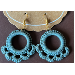 Crochet Dangle Earrings - Teal