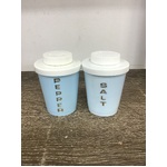 RETRO Salt and Pepper Shakers - Pale Blue Plastic - Great for Camping Caravanning