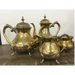 VINTAGE Gold Wash Silverplate Tea Set - 4 Piece - Teapot Coffee Pot Jug & Sugar 