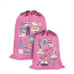 Mini Laundry Bag & Shoe Bag Combo Set - Perfect For Travel - Iconic Pink