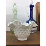 Fenton Milk Glass Vase or Bowl - Hobnail w Ruffled Rim - 16 cm Diameter