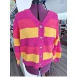 Stripe Knit Cardigan - Pink Orange Yellow - M/L