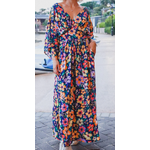 Tori Purple Floral 3/4 Sleeves Maxi Dress - 10