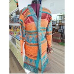 Long Orange Tassel Coat - Acrylic Blend - Boho Retro S/M