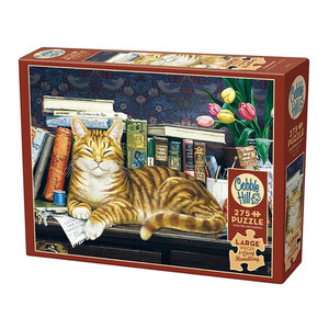 Marmaduke 275 Piece Jigsaw Puzzle - Cobble Hill - LARGE PIECES - Cats & Books 