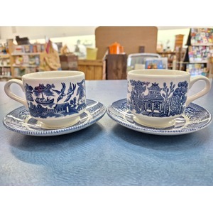 Churchill Blue Willow Tea Cup Duos x 2