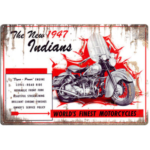 Indian Motorcycle 1947 - Retro Tin Sign - 20 x 30 cm