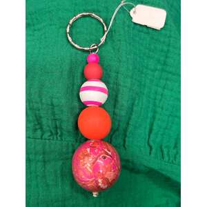 Anna Chandler Bobble Keychain - Pink Orange Floral