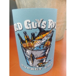 Old Guys Rule Bucket List Fishing Stubby Holder