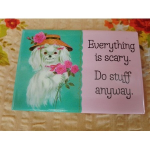 Everything Is Scary Do Stuff Anyway - Funny Fridge Magnet - Retro Humour