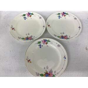 Vintage 1930's Plant Tuscan China Floral Side Plates x 3