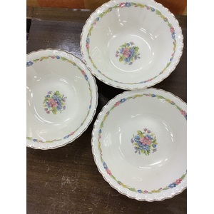 J&G Meakin Cereal or Sweets Bowls - Lot of 3 - Pink Blue Floral - Sol