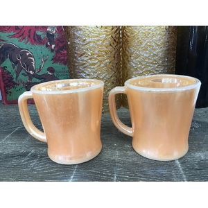 1950's Fire King Peach Lustre Mugs x 2 