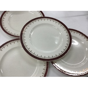 Alfred Meakin Burgundy Gold Plates x 4 - 22 cm Diameter