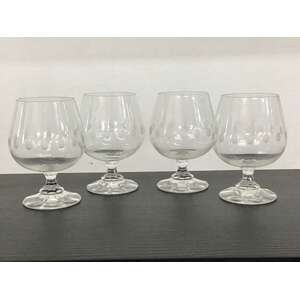 VINTAGE Stemmed Glasses - Lot of 4 - Etched Dot Pattern 