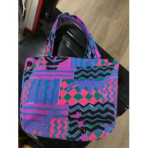 80's Geometric Smash Tote Bag - Hand Made from Vintage Fabrics 