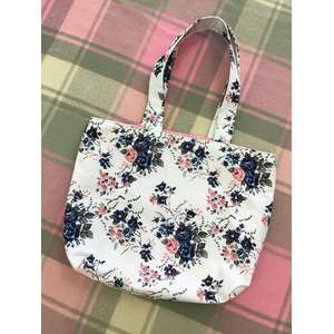 Blue & Pink Floral Tote Bag - Hand Made from Vintage Fabrics