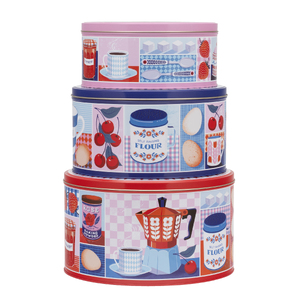 Retro Style Nesting Cake Storage Tin Set - Printer Johnson - Elite Tins England 