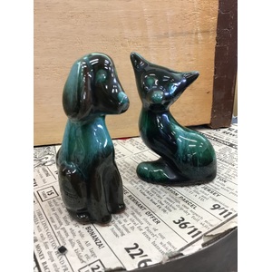 VINTAGE Blue Mountain Pottery Fox and Dog Ornaments