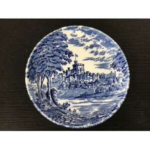 VINTAGE English Tableware by Unicorn - 10.5 cm Blue & White Castle Pin Dish - Staffordshire England 