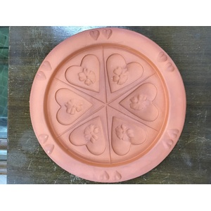 Terracotta Shortbread Mould - 24.5 cm - Heart Detail 