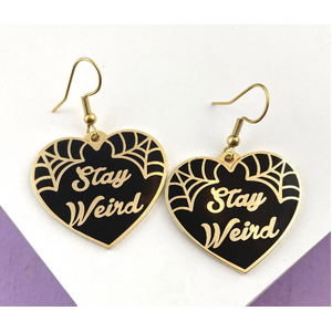 Stay Weird Black Earrings - Jubly-Umph Originals